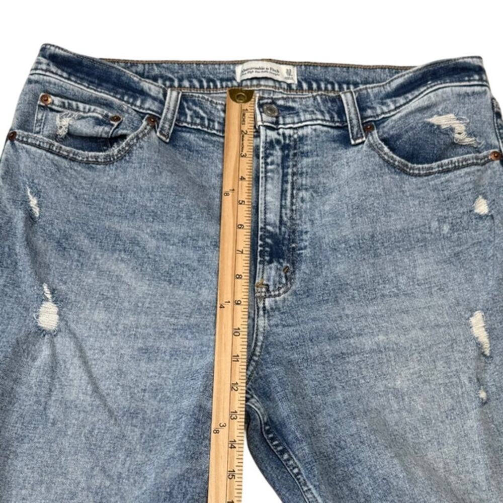Abercrombie & Fitch Ultra High Rise Light Wash Distressed Cropped Jeans - Picture 7 of 9